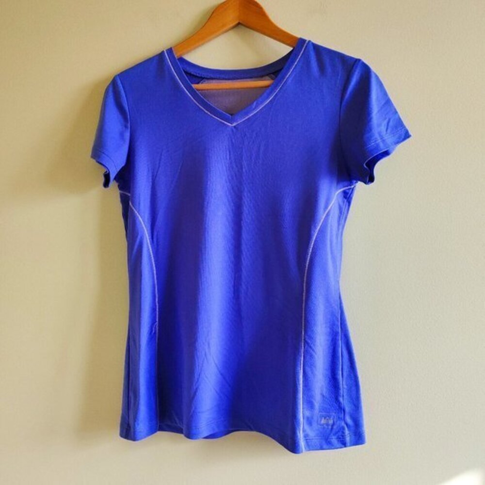 REI BLUE V NECK SHORT SLEEVE TEE SHIRT TOP‎ WOMENS